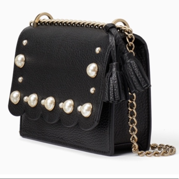 Rare🔥Authentic Kate Spade leather/pearls chain flap magnetic Crosby - Picture 4 of 8